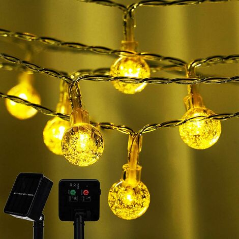 80 LED Solar Garden Fairy String Lights, Upgraded Solar Panels Globe Crystal Ball Light, 8 Modes Outdoor Waterproof Copper Wire Lights, Decor Lights for Party Christmas Wedding Holiday (Warm White)