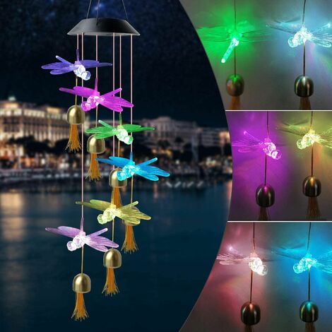 Solar LED Garden Outdoor Wind Chimes Colour Changing Lights Hanging  butterfly US - eBay