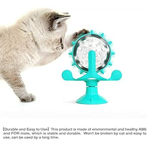 Multifunctional Pet Interactive Turntable Toys with Suction Cup Pet Feede Cat and Dogtoy Blue Funny Cat Stick 
