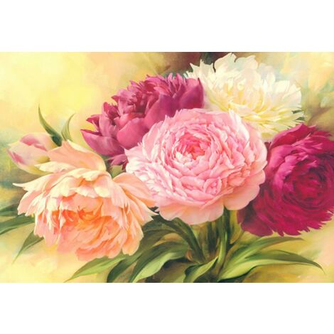 12x12inch U'COVER 4 Sets DIY 5D Diamond Painting Kits Peony Flowers Butterfly Paint by Numbers for Adults Full Round Drill Arts Home Decor 
