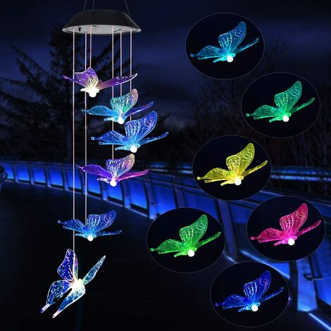 Grandma,Hanging Decorative Romantic Patio Lights for Yard Garden Home Party Andvon Solar Butterfly Wind Chimes Lights Color Changing LED Mobile Wind Chime Best Birthday Gifts for Mom 