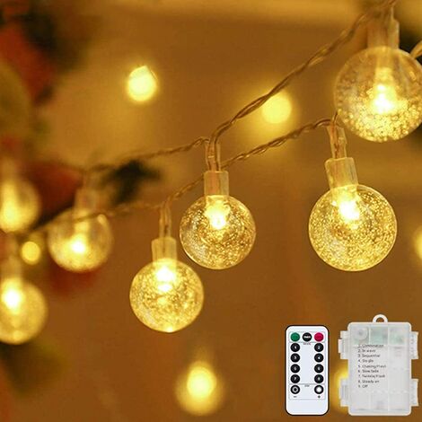 Indoor Bedroom and Wedding Christmas LED Lights 33ft 100 LED Globe String Lights Plug-in Fairy Lights with Different Flash Modes Adjustable for Different Occasion Outdoor Party White 