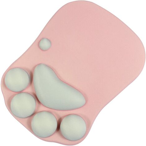 Gaming Mouse Pad with Gel Wrist Pad, Cute Cat Wrist Wrist Silicone Soft Wrist Rest Cushion (Pink)