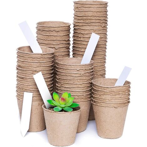 110 Packs 3.2 Inch Peat Pots, Seeds Starter Peat Pots, Biodegradable Herb Seed Starter Pots Kits, Garden Germination Nursery Pot with 110 Pcs Plant Labels