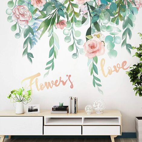 Peony Flower Wall Stickers Removable Diy Flowers Decals Delicate Green Leaves Wallpaper L And Stick Rose Fl Art Mural For Bedroom Living Room Office - Are Wall Stickers Removable
