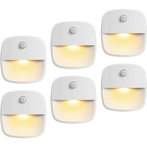 6 LED Night White Light Motion Sensor Wall Closet Cabinet Stair Wireless Lamp UK 