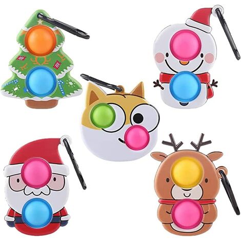 Mini Fidget Simple Dimple Toy Dimple Bubble Sensory Toy 5 Pack Stress Relief Silicone Pressure Relieving Toys Autism Special Needs for Kids Adults Push Fidget Sensory Toy