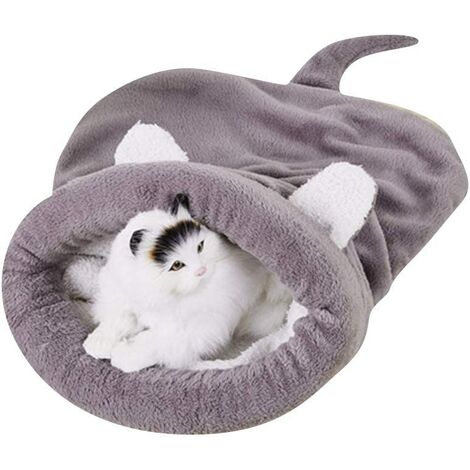 Fleece Soft Cat Sleeping Bag Windproof Snuggle Sack Blanket Mat for Dog and Puppy MZ042 (M, Grey)