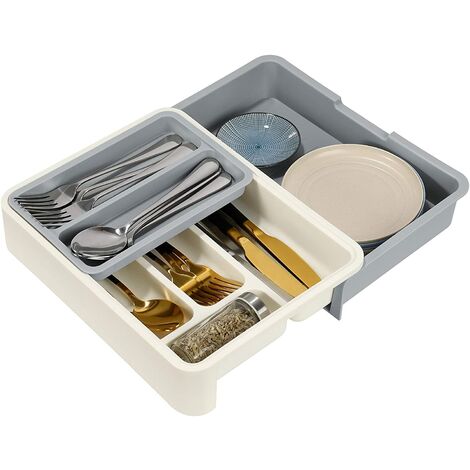 Cutlery Tray Drawer Organizer, Drawer Cutlery Organizer, Adjustable Silverware Tray, Drawer Dividers Holder