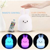 Children's Night Light Miffy Rabbit Lamp Soft Silicone Bedside Lamp 9 Colors Rechargeable LED Remote Control Night Light for Gift / Office / Bedroom / Living Room / Outdoor [Energy class A ++]