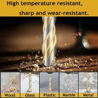 7 Pcs Multipurpose Multi-Material Drill Bits Triangle Drill Bit Set Glass Drill Bits for Tile, Concrete, Brick, Glass, Plastic and Wood 6mm 6mm 8mm 8mm 10mm 10mm 12mm (Gold)