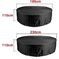 Outdoor Furniture Cover, Round Waterproof Outdoor Garden Table Cover, Patio Furniture, UV Shelter and Dustproof Dining Chairs 230x110cm See Image