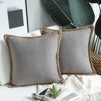 2 Pieces Decorative Cushion Covers Linen Pillow Case Dark Gray Cotton Sofa Cushion Cover for Bedroom Living Room Office Car Sofa 45X45Cm (without Pillow Core)