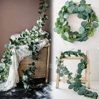 2m Artificial Eucalyptus, Artificial Plant Leaf Garland, Eucalyptus Leaf for Wedding Arches, Home Kitchens, Offices, Wall Decorations