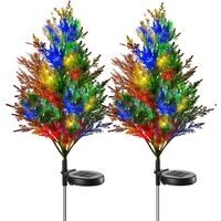2pcs Christmas Tree Solar LED Lawn Lamp Spike Outdoor Garden Colorful Light CA 