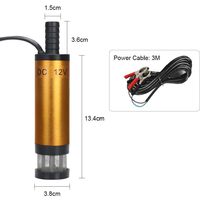 DC 12V 38mm oil pump water pump, with clip diesel oil heating oil submersible water pump fuel transfer cigarette lighter with removable filter for caravans, ships
