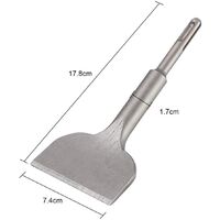 SDS PLUS tile chisel, 165 mm x 75 mm high quality extension series, curved chisel for ceramic and floor tiles