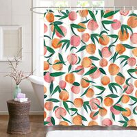Peach Shower Curtains Allover Fruits, Peach And Grey Shower Curtain
