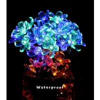 Solar Flower String Lights Outdoor Waterproof 50 LED Fairy Light Decorations for Garden Fence Patio Yard Christmas Tree, Home, Lawn, Wedding, Patio, Party Decoration (Multi-Colored)