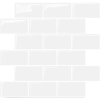 6 Pieces Thick 3D Self Adhesive Wall Tiles Sticker, Peel and Stick Vinyl Wallpaper Anti Mold room Dinning Room Kitchen Hotel Decoration (White Ceramic Tile Style)