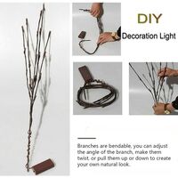 Led Branch Light Battery Operated Lighted Branch Vase Filler Willow Tree Artificial Little Twig Power Brown 30 Inch 20 LED for Home Romantic Decoration, Pack of 2, Warm White
