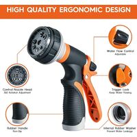 Garden Hose Nozzle Hose sprayer - High Pressure Water Hose Nozzle for Plants, Cars, Dogs, Lawn and Garden - 8 Adjustable Spray Patterns - Trigger Lock Function - Garden Spray Nozzle for Hose