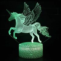 Unicorn LED 3D Optical Illusion Smart 7 Colors Night Light Table Lamp with USB Power Cable,Cute Cartoon Shape (Unicorn 3)