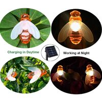 Solar String Lights 20LED Outdoor Waterproof Simulation Honey Bees Decor for Garden Xmas Decorations Warm White