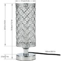 Crystal Table Lamp Modern Nightstand Lights for Bedroom Silver Desk Lamp Shades Replacement for Bedside Lamps Living Room Decorative