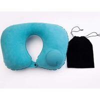 Soft Velvet Travel Pillow Inflatable, Travel , Airplane Pillow, Neck Travel Pillow for Adults and Kids in Airplanes, Office Napping, Cars, Home, Outdoors, School Napping(Peacock Blue)