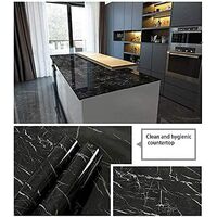 Black Marble Wallpaper Peel and Stick Wallpaper 23.6"&times;197" Self Adhesive Removable Vinyl Waterproof Contact Paper for Kitchen Countertop Drawer Liner Cabinet Furniture