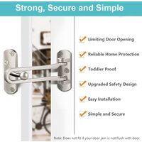Home Security Door Lock Latch, Front Door Locks for Kids, Home Reinforcement Lock for Swing-in Doors, Thicken Solid Aluminium Alloy, Satin Nickel (1)