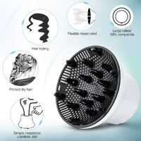 Hair Diffuser, Universal Hair Dryer Diffuser For Curly Hair and Natural Hair,Professional Hair Diffuser Attachment Fits 99.9% Blow Dryer Nozzle 1.5"- 2.67" to Minimizes Frizz Volume - White