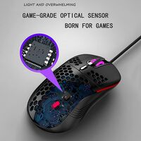 Wired USB Gaming Mouse 4800 DPI 6 Buttons Adjustable Honeycomb Hole Mechanical Mouse with Colorful Light for PC Computer Gamer Black