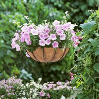 12 Inch Metal Hanging Planter Basket with Coir Liner, Round Hanging Wire Baskets for Plants, Hanging Baskets Outdoor with Chain, Porch Decor Flower Pots Hanger Garden Decor Indoor Outdoor Watering