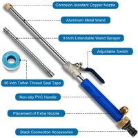 High Pressure Washer Gun, 18" Car Pressure Washer Wand, with 1 Extra 9" Extension Wand, 40" Leakproof Tape, 2 Hose Nozzles for Car Washing, Garden Cleaning, Outdoor Window Washing，Blue