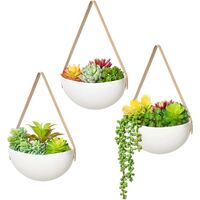 Ceramic Hanging Planter Wall Planter Set of 3 Modern Flower Plant Pots for Succulent Herb Air Plant Live or Faux Plants Home Office Decor Idea (Plant Not Included), White