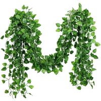 12 Pack 84Ft Artificial Fake Ivy Leaves Garland Hanging Vines Plant Artificial Plants Greenery Foliage Garland Faux Vine for for Wedding Party Garden Wall Lndoor & Outdoor Decoration (Ivy Leaves)