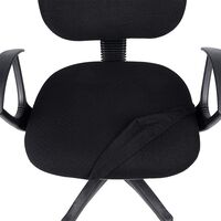 Stretch Jacquard Office Computer Chair Seat Covers, Removable Washable Anti-dust Desk Chair Seat Cushion Protectors - Black