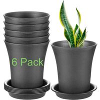 Flower Pot, 5.3 Inch Succulent Planter, Herb Planter with Drainage Hole and Tray, Pack of 6, Plants not Included