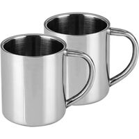 Set 2 PCS stainless steel coffee; Mug Mug Beer Drinking Water Thickened Double Wall Design with Handle Perfect for Children 300ml