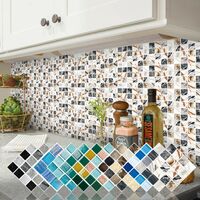 Mosaic Tile Sticker 3D Removable Self Adhesive Waterproof Anti Oil Mosaic Wall Sticker Wallpaper for Kitchen Bathroom 15 Pcs (Style 8)
