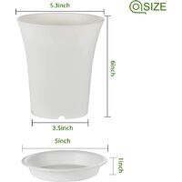 Flower Pot, 5.3 Inch Succulent Planter, Herb Planter with Drainage Hole and Tray, Pack of 6, Plants not Included