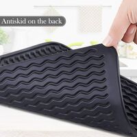 Silicone Dish Drying Mat, Drain board Mat for Kitchen Counter, Easy Clean Heat Resistant Mat Easy to Roll Up and Store Away (Black)