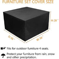 Square Table Cover Waterproof Outdoor Sectional Furniture Set Cover, Table Chair Sofa Covers, Dust Proof Anti UV/Wind Furniture Protective Cover (Square 56" Lx56 Wx28 H)