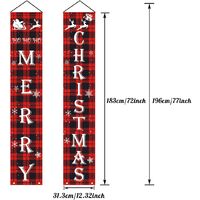 Merry Christmas Decorative Banner, Christmas Porch logo Red Plaid Hanging Banner for Indoor and Outdoor Front Door Wall Christmas Decoration