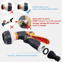 Garden Hose Nozzle,Water Hose Spray Nozzle with 8 Adjustable Watering Patterns,Slip and Shock Resistant High Pressure Garden Sprayer for Car Wash, Cleaning, Watering Lawn and Garden and Showering Pets