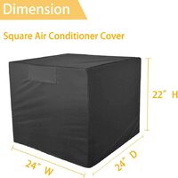 Central Air Conditioner Covers for Outside Units, Outdoor Waterproof AC Cover Heavy Duty Air Conditioner Cover Dust-Proof Outdoor AC Protector Black with Wind Vent (24W x 24D x 22H)
