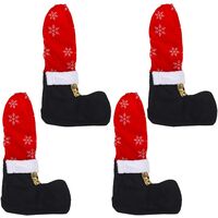 4PCS Christmas Chair Leg Covers Santa Claus Table Feet Legs Socks Cover for Xmas Party Dinner Decorations