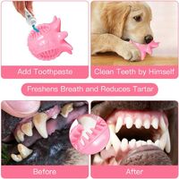 Dog Toy Ball Tooth Cleaning Octopus Shape Jolly Ball for Dogs Chew Squeaky Toys Treat Food Dispensing Ball for Small/Medium Dogs Puzzle Interactive Toy Ball for Puppy (Pink)